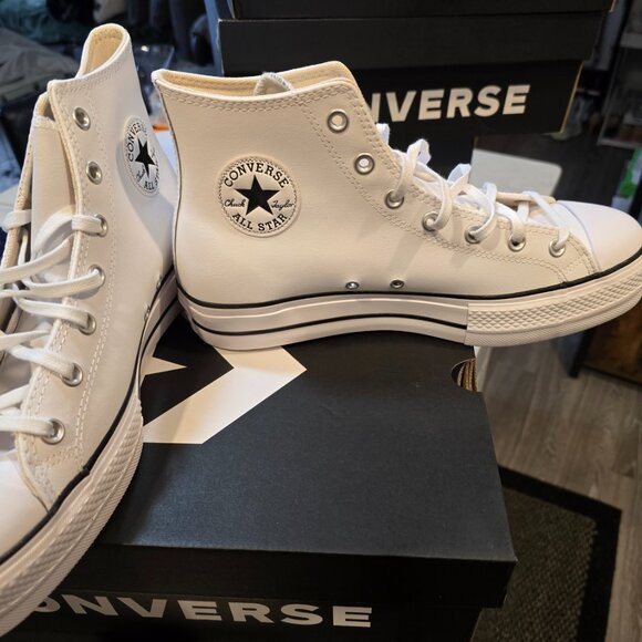 Converse All Star 561676C Platform Hi lift Leather White Mens Size 10 NEW - Picture 4 of 14